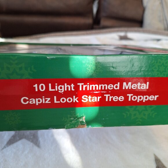 Kurt Adler 10 Light Trimmed Metal Capiz Look Star Tree Topper Silver - Picture 4 of 11